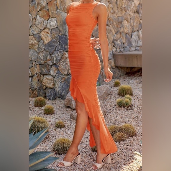 ZESICA Size M Ruched Bodycon Sleeveless Backless Dress Ruffle Mermaid Cocktail - Picture 3 of 11